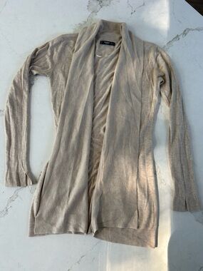 Mango Beige Open-Front Draped Cardigan